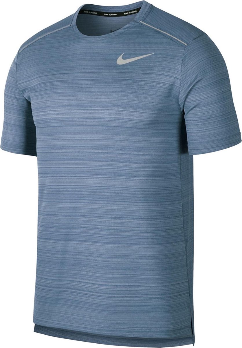 Dwang Classificeren Graan Nike Nike Dry Miler Running Shirt Sportshirt - Maat L - Mannen - gemêleerd  blauw/wit | bol.com