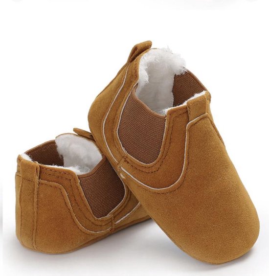 Prachtige handgemaakte klassieke baby pre-walks schoentjes voor Baby Meisje / Jongen (Maat 20) | Bont - Warm | Cognac - Bruin | Boots - Mocassins – Slofjes - Sneakers - Schoenen | Unisex - Peuter | Bruiloft - Feest - Doop - Gelegenheid | Casual