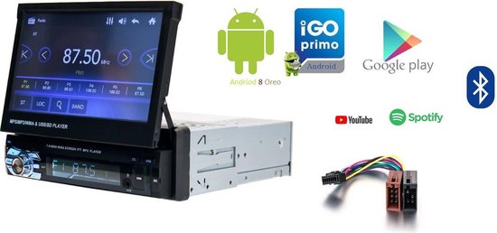 Klapscherm autoradio - Android 8.1 - Navigatie - Bluetooth - USB - Radio -  7 inch –... | bol.com