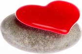 Mini urn Hart rood - Natuurstenen urn met hart van glas