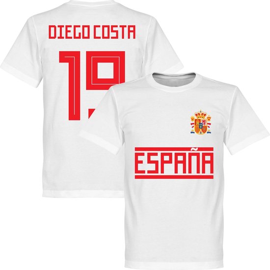 Spanje Diego Costa 19 Team T-Shirt - Wit - XXL
