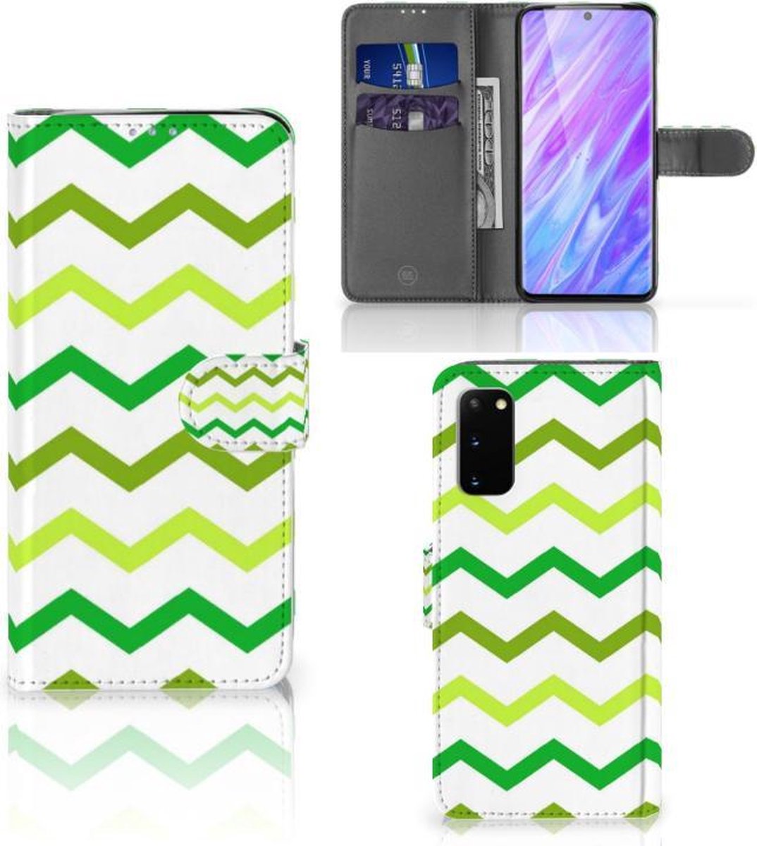 Samsung Galaxy S20 Telefoon Hoesje Zigzag Groen