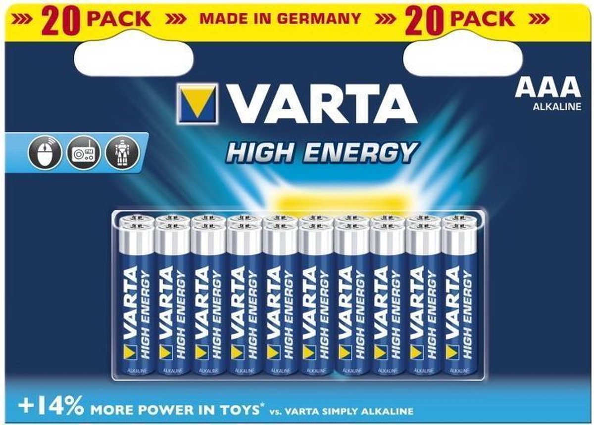AAA Varta alkaline batterijen High Energy