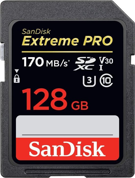 SanDisk Extreme Pro SDXC - Geheugenkaart - 128GB - V30 U3 UHS-I - 170MB/s |  bol.com