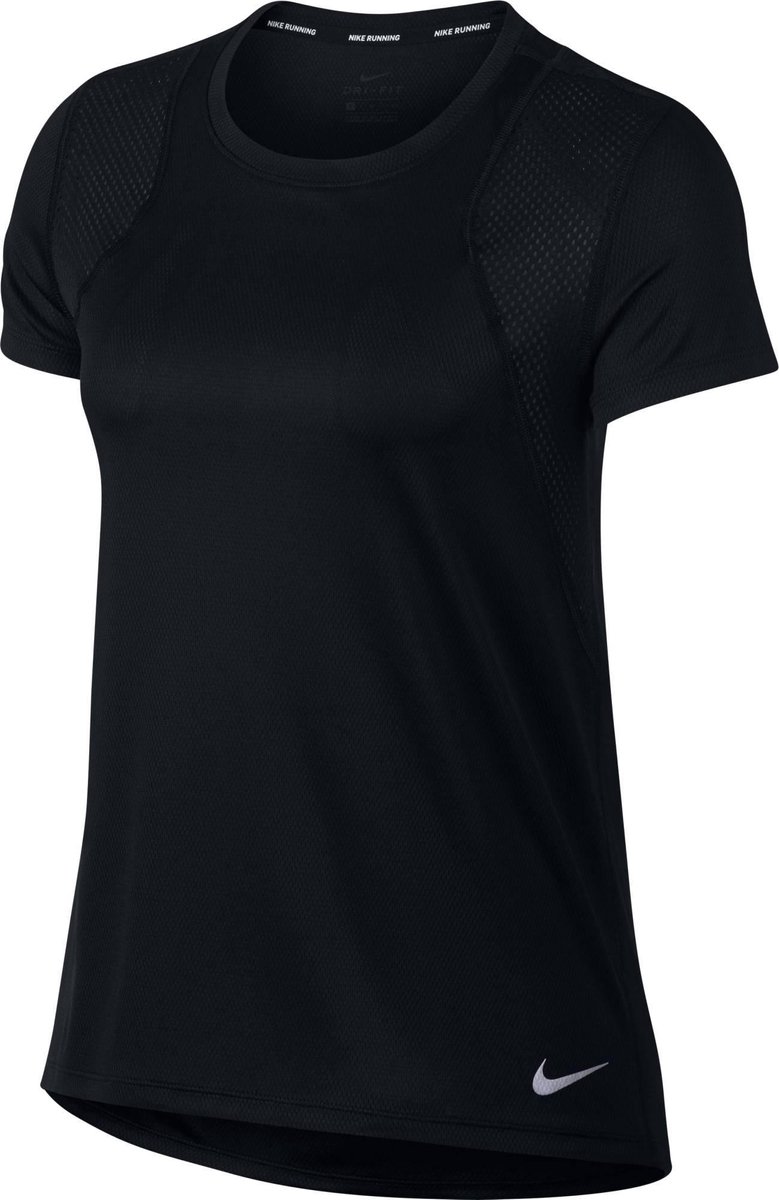 Nike Run Top Ss Sportshirt Dames - Black/Black - Maat M | bol.com