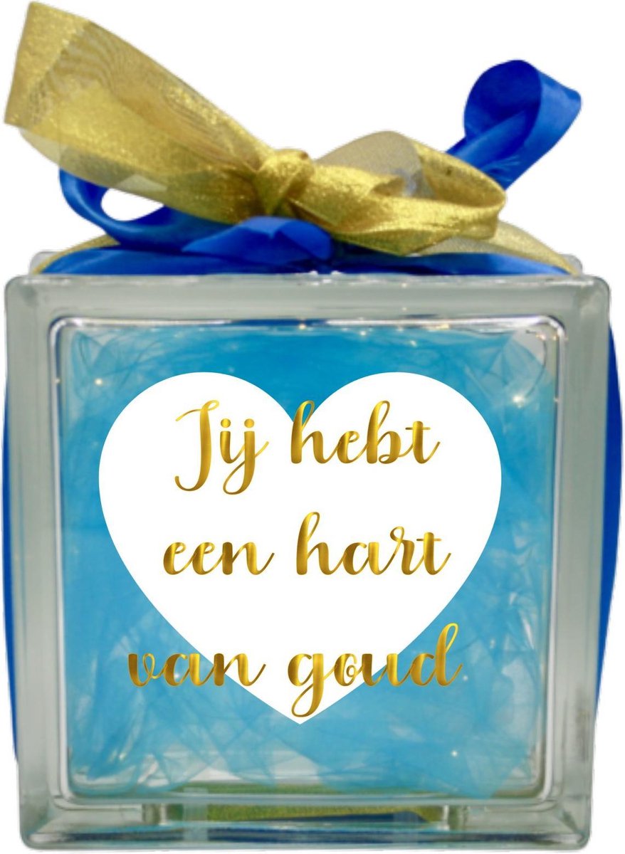 Schipbreuk Groen Speels Verlicht glasblok "jij hebt een hart van goud" | ideaal als cadeau om  iemand te... | bol.com
