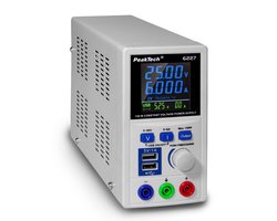 Peaktech 6227 - labovoeding - 0...60 V- 0...6A - kleuren LCD - 2x USB