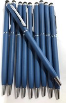 Balpen blauw verpakt in Set van 10, Slank en elegant ontwerp Aluminium Balpennen Draaimechanisme, Pennen blauw schrijvend met soft top voor Touch screen bediening
