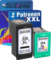 Set van 2x gerecyclede inkt cartridges voor HP 339XL & 343XL