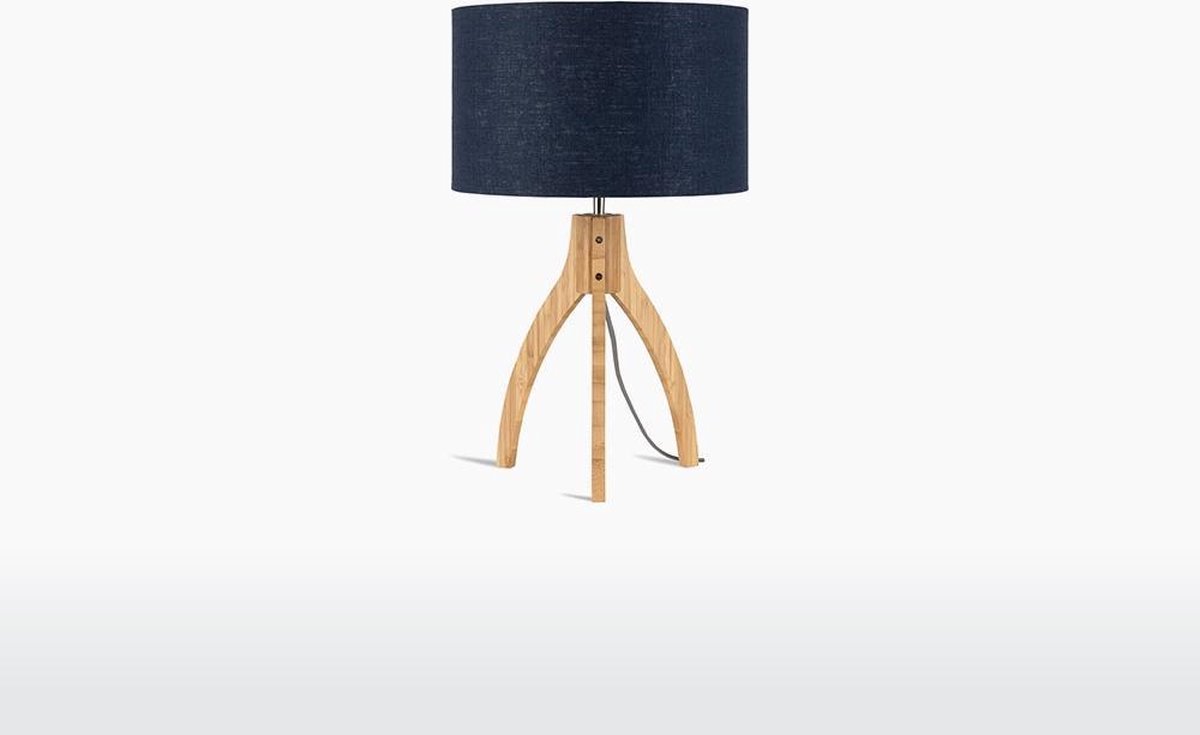 GOOD&MOJO Tafellamp Annapurna - Blauw/Bamboe - Ø36cm - Scandinavisch,Bohemian