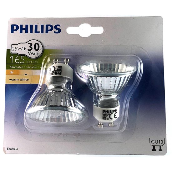 Philips Reflector - Halogeenlamp - 25W - GU10 Fitting - 2 stuks | bol.com