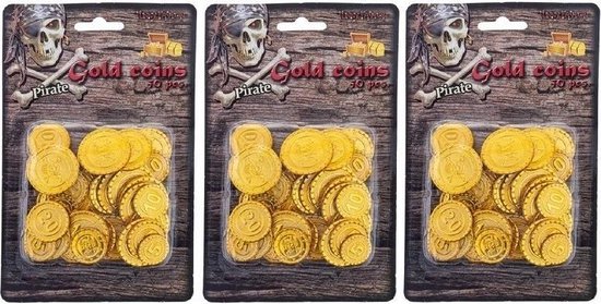 Piraat munten goud 150 stuks - Piraten verkleed accessoire - Gouden speelgoed munten