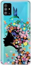 Softcase hoes - Geschikt voor Samsung Galaxy S20 Plus / S20+ - Meisje met bloemen
