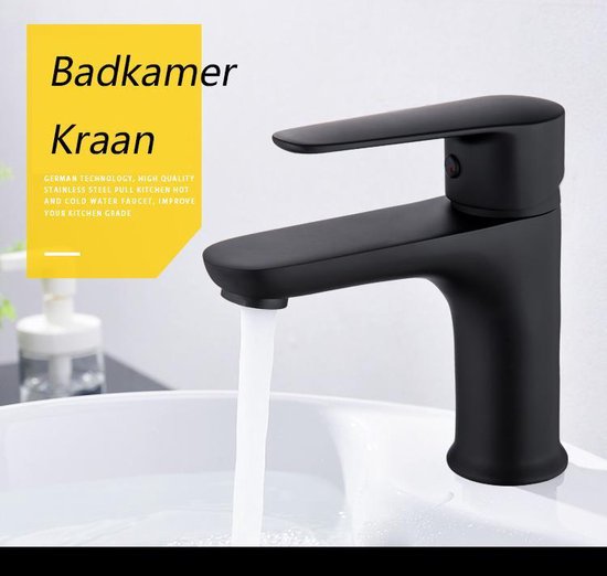 Inspire Badkamer Kraan Zwart inclusief aansluitingen Wastafel kraan