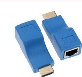 WiseGoods Premium HDMI Extender Set - RJ45 Poort - UTP LAN Netwerk - HDMI Kabel Uitbreiding tot 30m - 1080p - Set van 2 - Blauw