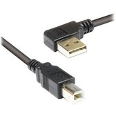 USB haaks naar USB-B kabel - USB2.0 - tot 2A / zwart - 0,50 meter