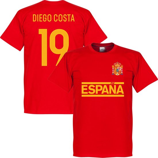 T-Shirt Équipe Espagne Diego Costa - Rouge - XS