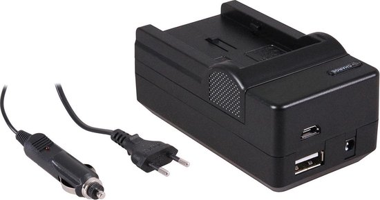 Patona 4-in-1 acculader voor Canon NB-2LH accu - compact en licht - laden via stopcontact, auto, USB en Powerbank