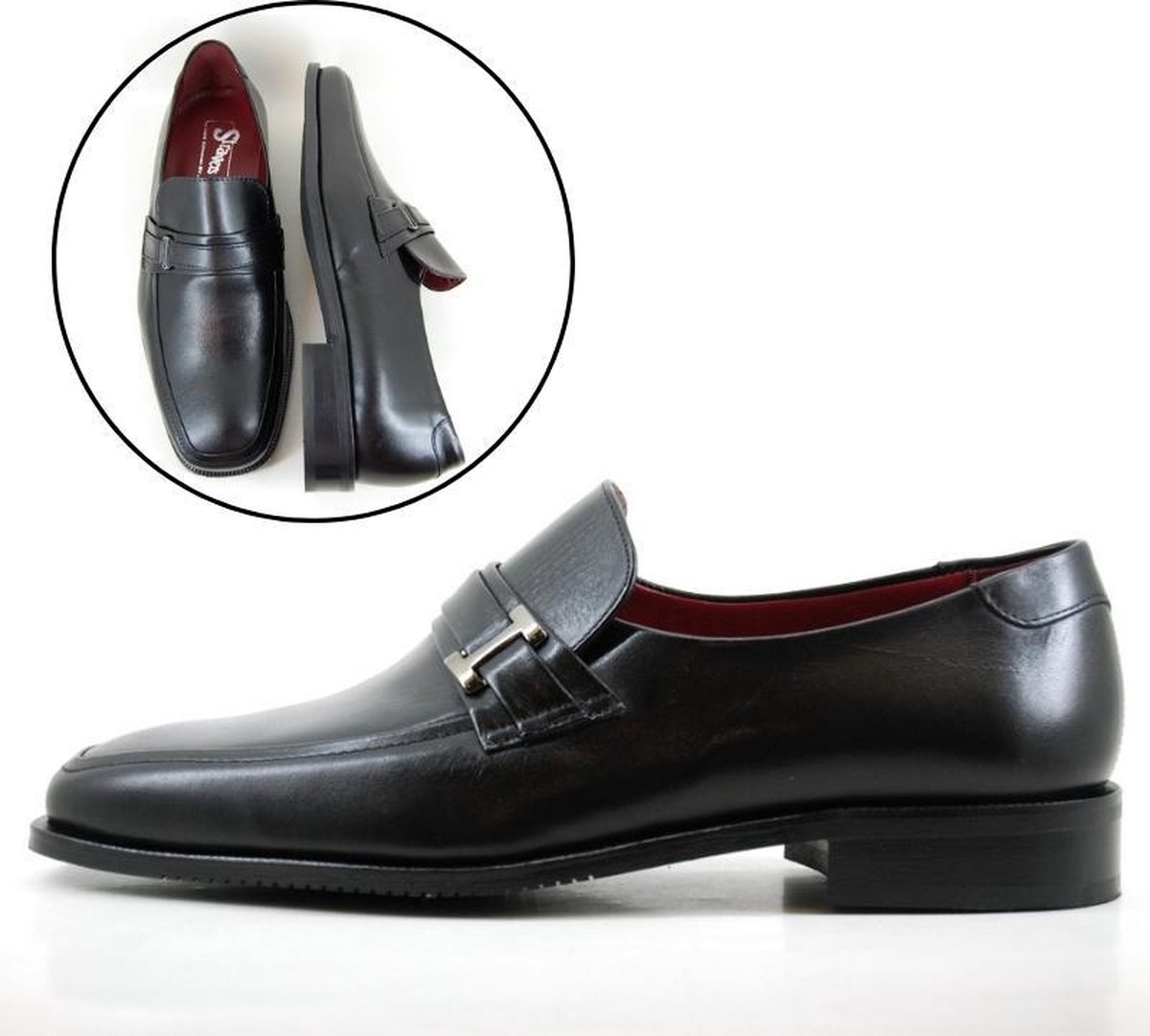 Stravers - Maat 39 Loafers Zwart Leer Heren. Nette Instappers met Rubberzool Kleine Maten