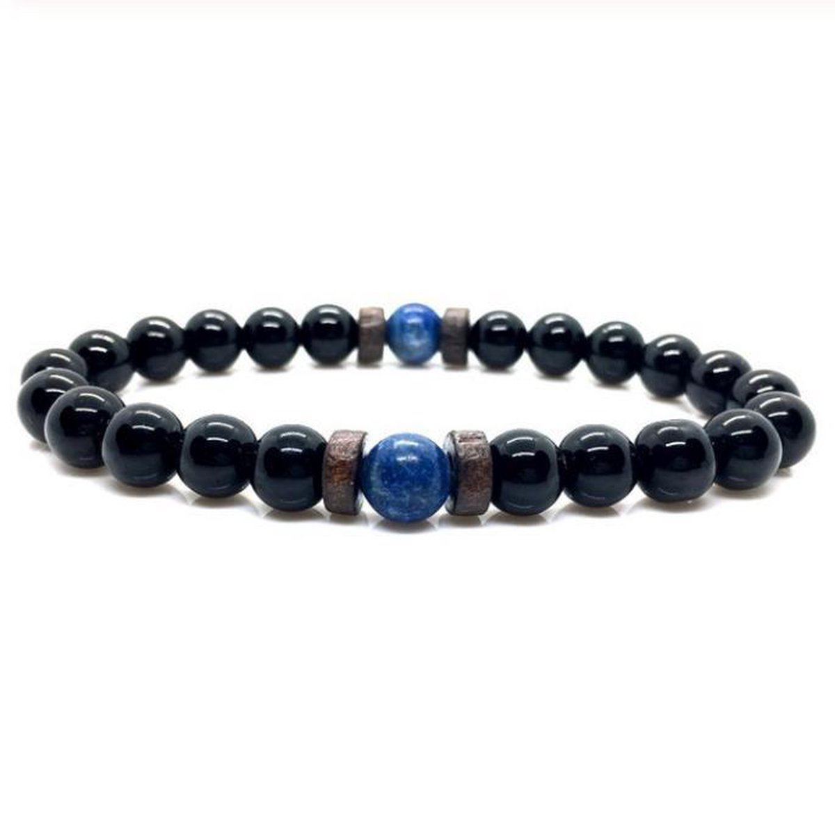 WiseGoods - Premium Zwarte Natuurlijke Maansteen Armband - Tibetaans - Buddha / Chakra Armband