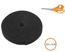 Kabelbinders Rol 3M x 1CM | Kabel Organiser | Kabel Management | Kabelbinders Klittenband | Kabelclips | Kabeldoorvoer