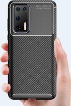 Huawei P40 Hoesje - Mobigear - Racing Serie - TPU Backcover - Bruin - Hoesje Geschikt Voor Huawei P40