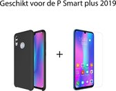 Huawei P-Smart Plus 2019 Back Cover Zwart Silicone Liquid silicone technology + Gratis Screenprotector