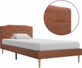 Bedframe stof bruin 90x200 cm