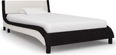 Bedframe kunstleer zwart en wit 90x200 cm