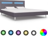 Bedframe met LED stof grijs 160x200 cm