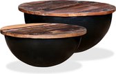 Salontafelset komvormig massief gerecycled hout zwart 2-delig