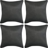 Kussenhoezen 4 stuks antraciet 50 x 50 cm imitatiesuéde polyester