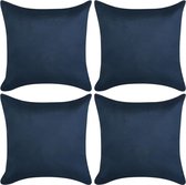 Kussenhoezen 4 stuks marineblauw imitatie suéde 40x40 cm polyester