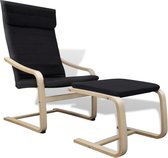 Fauteuil met gebogen houten frame stof zwart