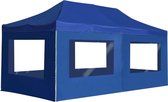 Partytent inklapbaar met wanden 6x3 m aluminium blauw