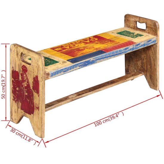 U-vormige bijzettafel 45x30x61 cm Massief hergebruikt hout