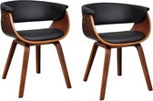 Eetkamerstoelen 2 st gebogen hout en kunstleer