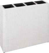 Plantenbak met 4 potten poly rattan wit