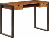 Bureau 110x55x78 cm massief sheeshamhout en staal