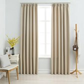 Gordijnen verduisterend met haken 2 st 140x175 cm beige