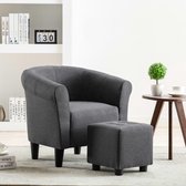 2-delige Fauteuilset met hocker stof donkergrijs