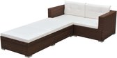 3-delige Loungeset met kussens poly rattan bruin (incl. Fleecedeken)