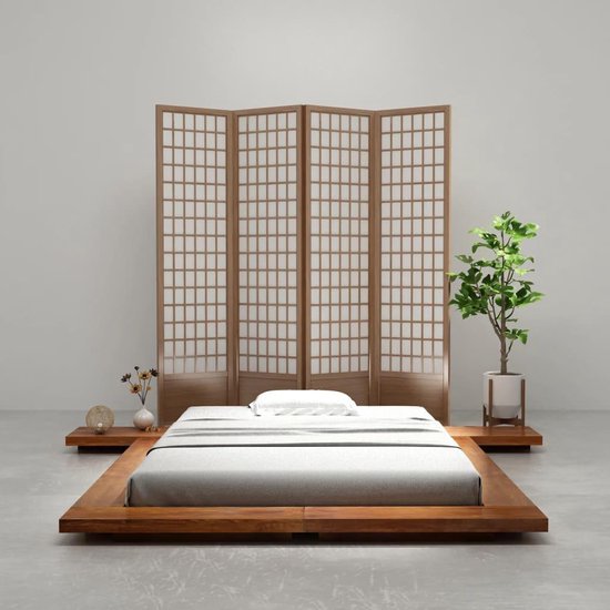 Uiterlijk moordenaar boezem Bedframe Japanse stijl futon massief hout 140x200 cm | bol.com