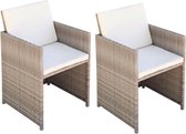 Tuinstoelen 2 st met kussens poly rattan beige