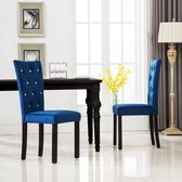 Eetkamerstoelen 2 st fluweel donkerblauw