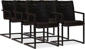 Eetkamerstoelen 6 st echt leer antraciet