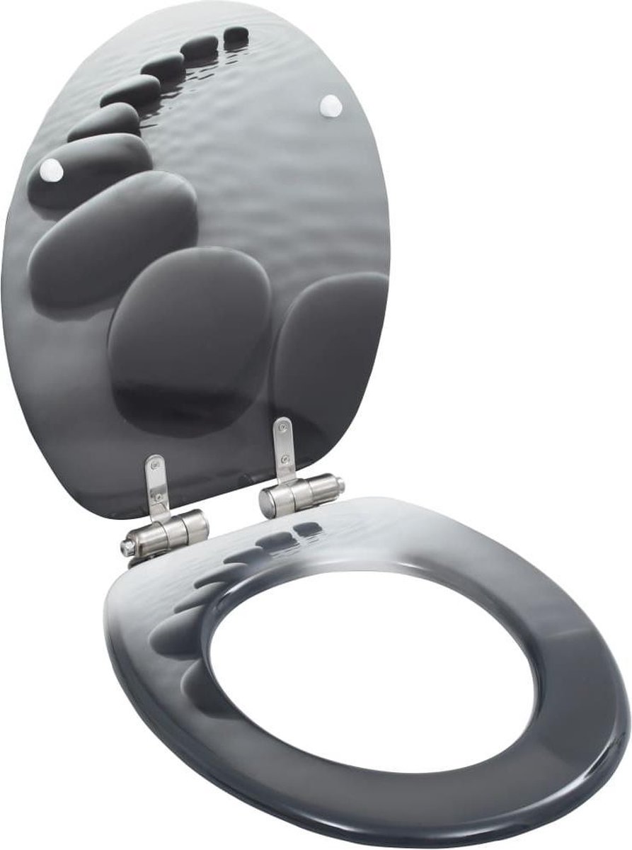 Toiletbril met soft-close deksel MDF stenen print | bol.com