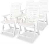 Tuinstoelen verstelbaar 4 st kunststof wit