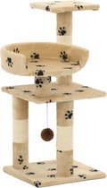 Kattenkrabpaal met sisal krabpalen 65 cm pootafdrukken beige