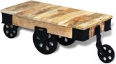 Salontafel op wieltjes ruw mangohout